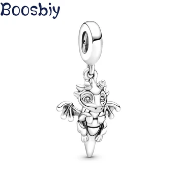 

Boosbiy 2pc New Fashion Silver Color Magic Dragon Charm Pendant Fits Brand Bracelets Necklaces For Women DIY Jewelry Making