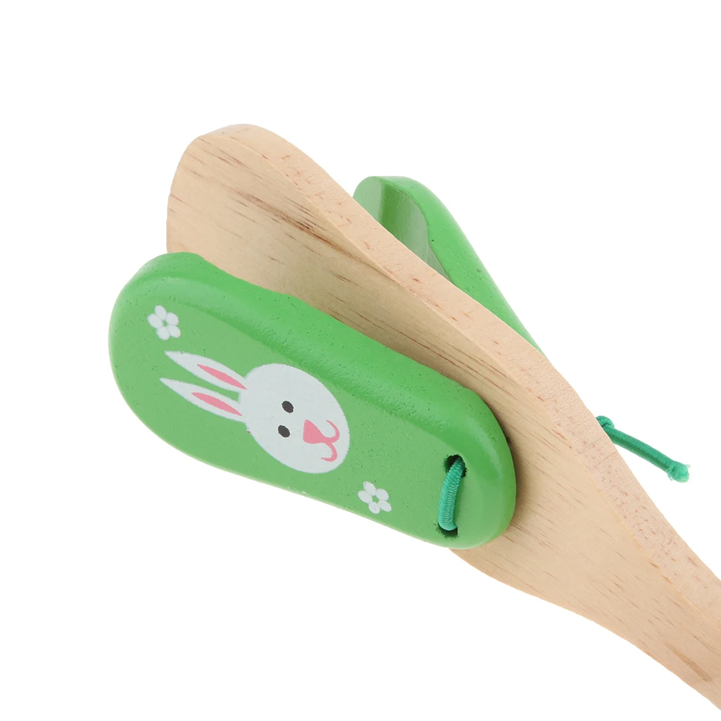 Wooden Long Handle Castanet/Clapper/Clacker Children Music Rhythm Trainning Equipment for Toys Kids Early Music Learning