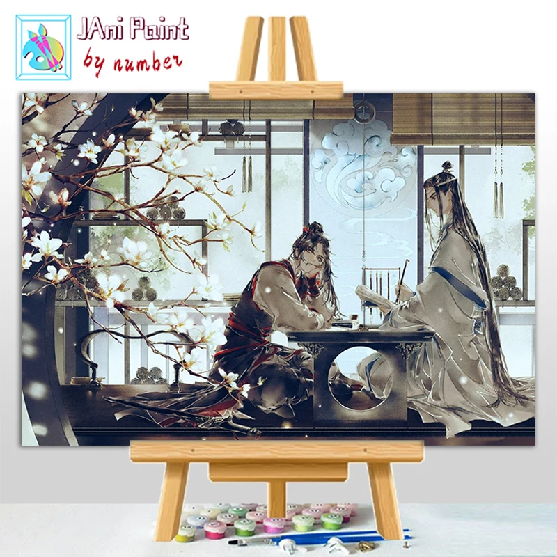 JANI Diy pictures by numbers for adults Zero-based painting 40*50 Anime Chinese Man Canvas Acrylic paints Stamping paint | Дом и сад