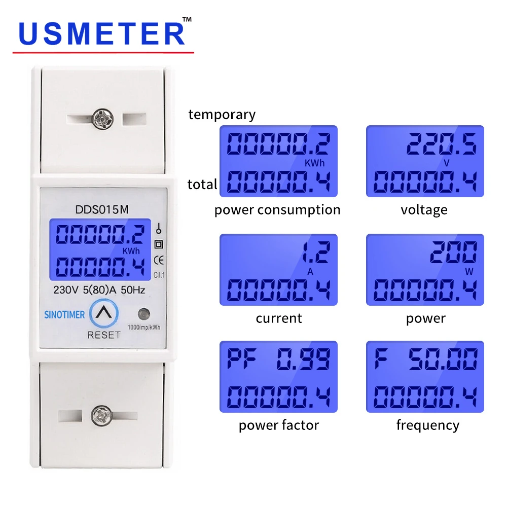 DDS015M 230V Ватт метр и анализатор мощности с сбросом Многофункциональный Вольт