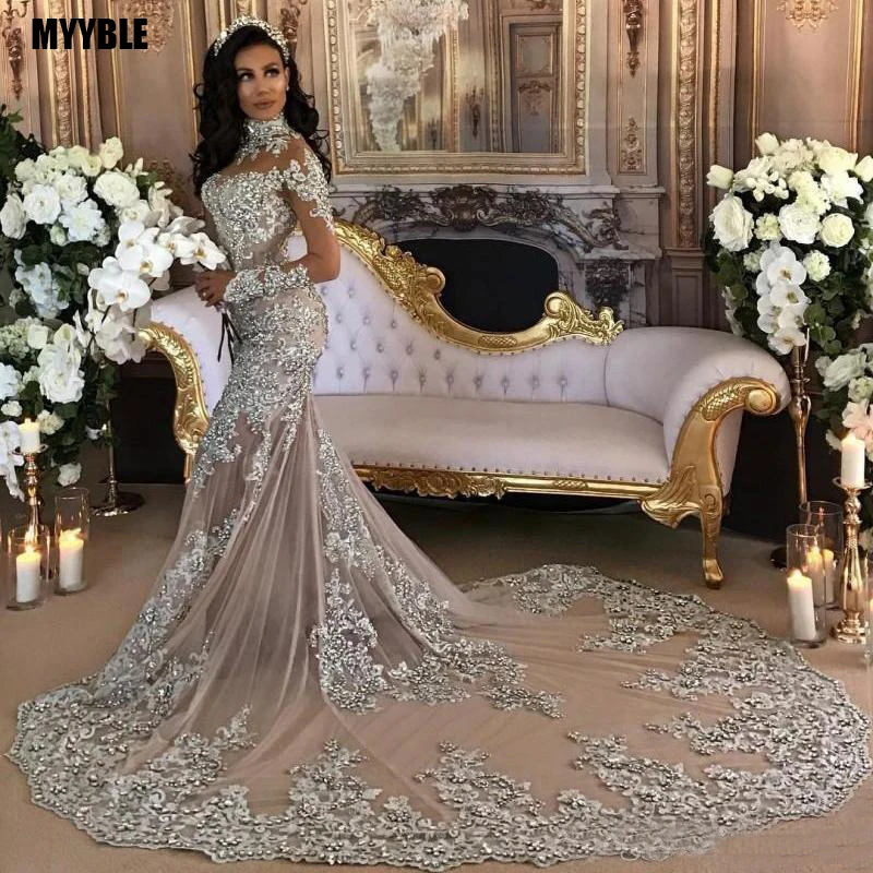 Customized Lace Mermaid Muslim Wedding Dress with Long Sleeves High Neck Saudi Arabia Bridal Gowns Dubai African Bride Dress - AliExpress 320 Customized Lace Mermaid Muslim Wedding Dress with Long Sleeves High Neck Saudi Arabia Bridal Gowns Dubai African Bride Dress - AliExpress 320