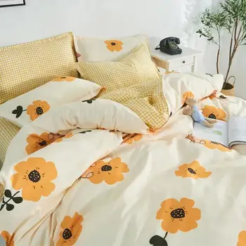 

Bed Four-piece Quilt Cover Sheets Simple Imitation Cotton Student Dormitory Supplies Double Sheet, Pillowcase & Duvet Cover Sets