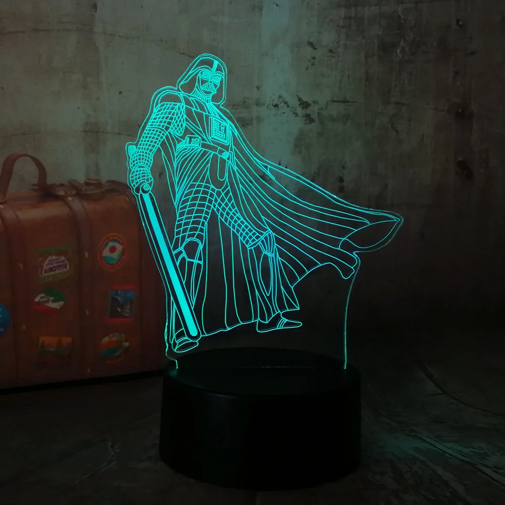 Star Wars lucha Darth Vade 3D RGB luz de noche LED 7 colores Chang lámpara de mesa de dormir decoración de dormitorio vacaciones niños los niños juguetes regalo