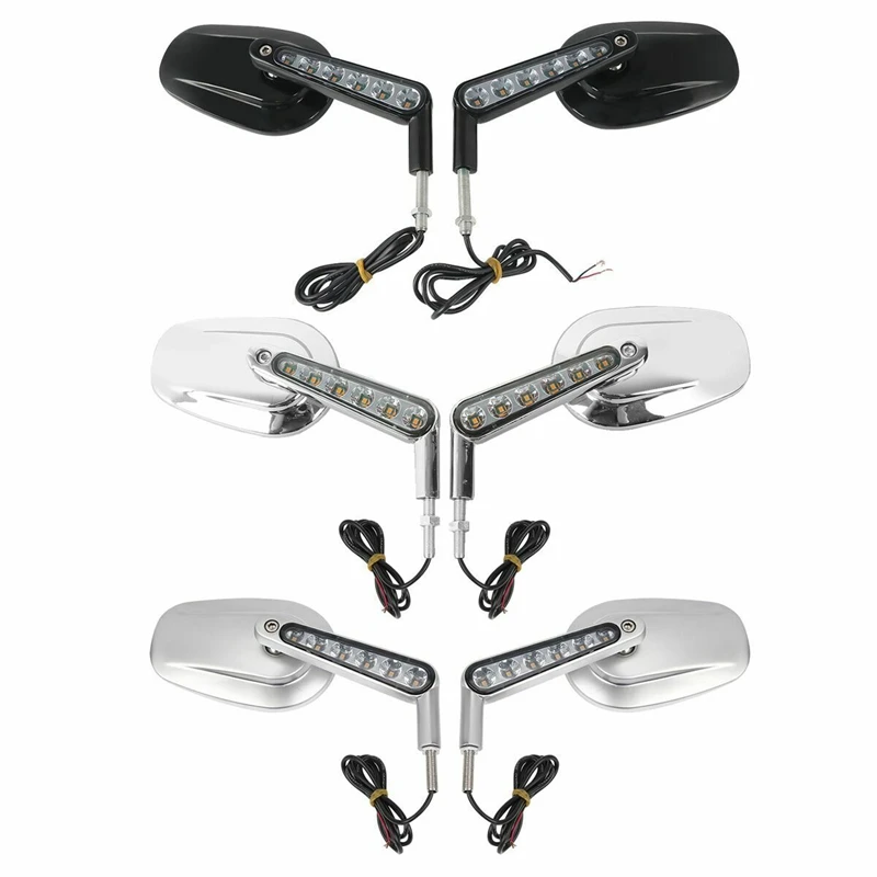 Chrome Muscle Rear View Mirrors & LED Front Turn Signals Fit For Harley VRSCF 