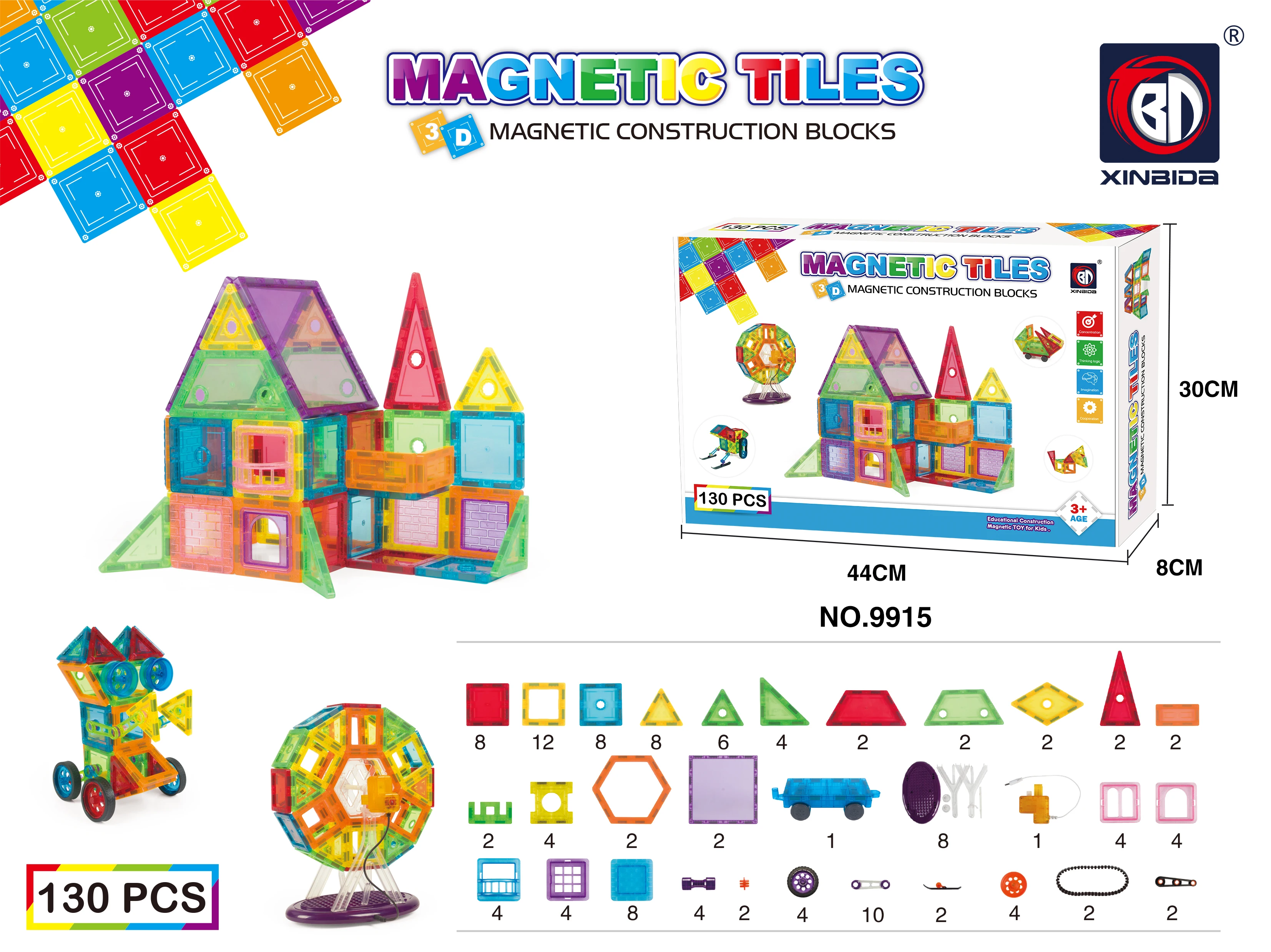 Abs Plastic Magnetic Toy Set 106 Pieces 