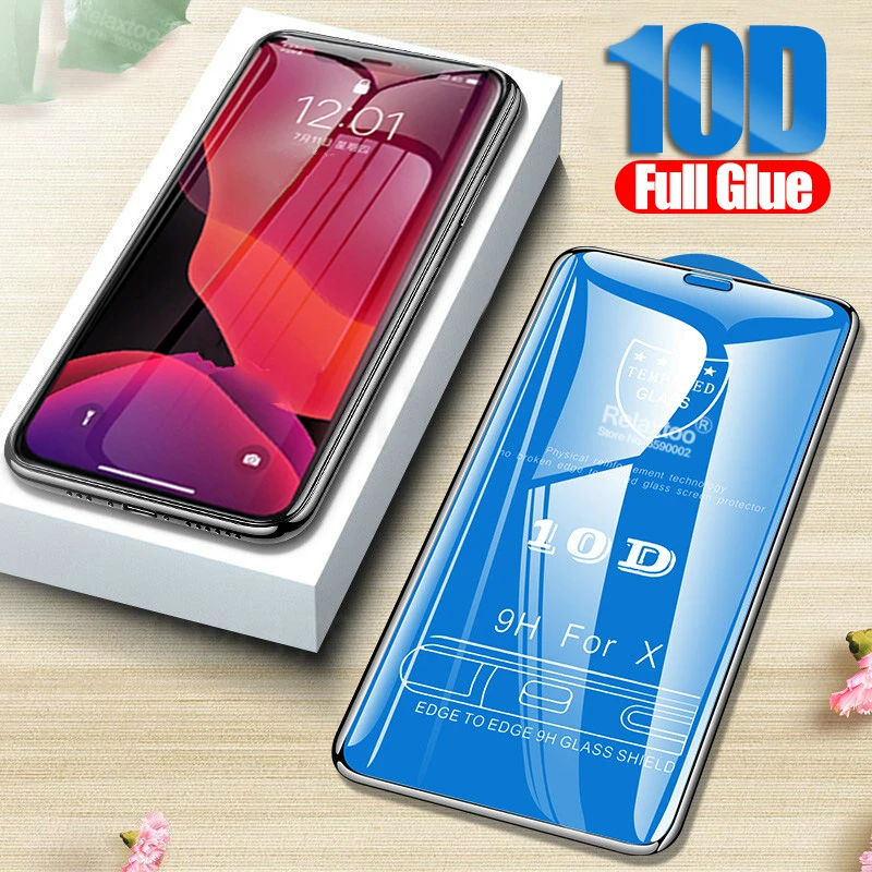 25 шт. 10D полное клеевое покрытие из закаленного стекла для iPhone 11 pro max 7 8 6s plus XR X XS Max Защитная пленка для экрана
