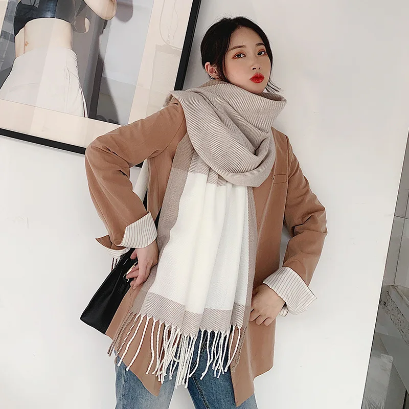 Fashion female cashmere Keep Warm wraps Ladies weave hijab scarf new woman winter wool knitted Plush fringed Long shawls
