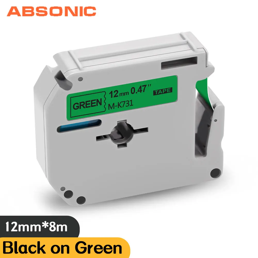 Absionc MK-731 MK731M-K731 12 мм черный на зеленый MK запечатанных лент совместимый принтер