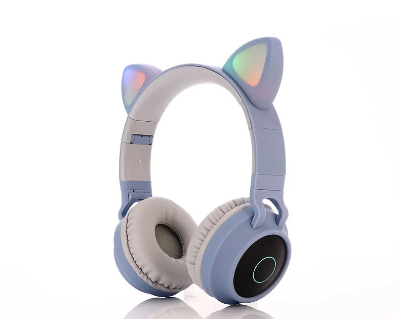 Милый Кот Bluetooth 5,0 гарнитура Беспроводная Hi-Fi музыка стерео бас наушники светодиодный светильник мобильные телефоны девочка дочь гарнитура для ПК - Цвет: Диско