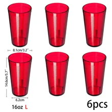 6 шт. 16 унций пластиковые ресторанные стаканы, устойчивые к разбиванию, стаканы для напитков, красные прозрачные стаканы для напитков, кафе