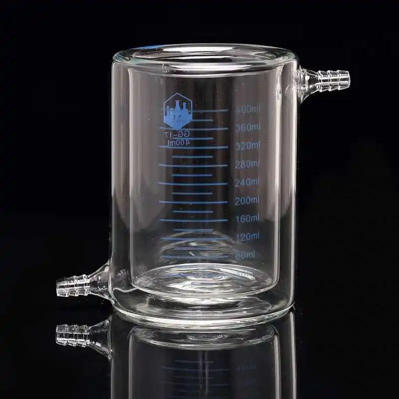 

Double-layer beaker 400ml glass jacketed beaker photocatalytic reactor high borosilicate glass