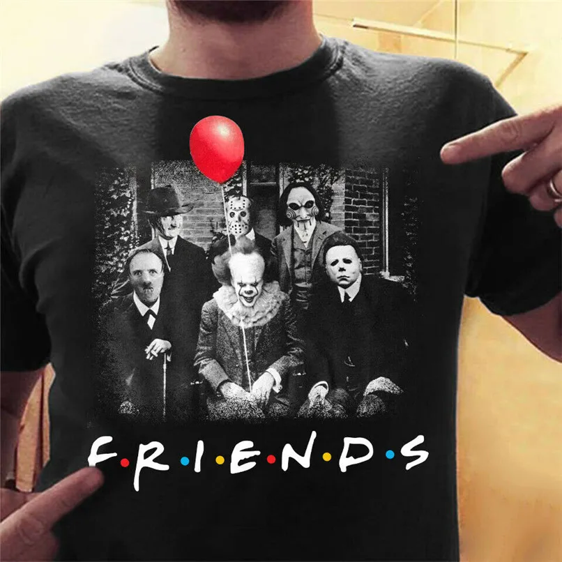 

Horror Friends Pennywise Michael Myers Jason Voorhees Halloween Gift Men T-Shirt Funny Tee Shirt