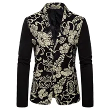 Винтажный этнический блейзер с принтом стильный мужской Блейзер пиджак деловой Повседневный Блейзер на пуговицах для мужчин