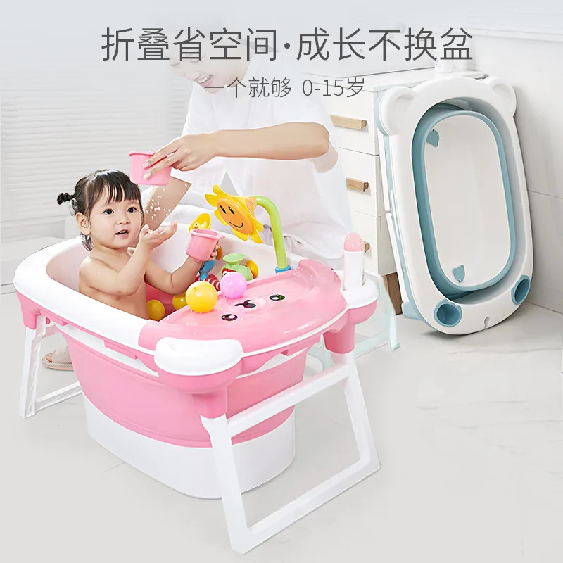 

Adult Folding Tub Children Bath Bucket-Sit Lie Newborn Infant Swimming Bath Barrel Kids Bath Basin Household