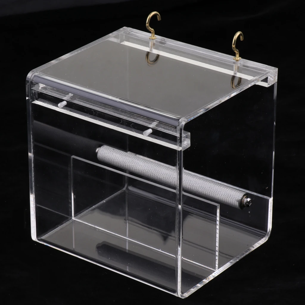 Acrylic Clear Pet Bird Seed Food Feeder For Parrot Cockatiel Canary Finch