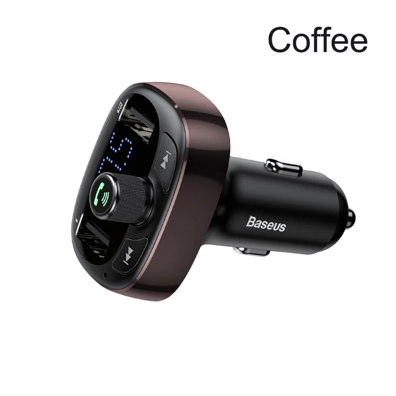 Baseus автомобильное зарядное устройство fm-передатчик Aux модулятор Bluetooth Handsfree автомобильный аудио mp3-плеер 3.4A Быстрый двойной USB зарядное устройство для мобильного телефона - Тип штекера: Coffee