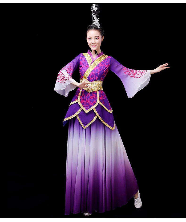 Индивидуальные Hanfu женские элегантные и постепенные изменения цвета классические танцевальные представления Китайский древний Винтаж Тан Фея группа