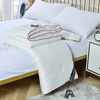 

Summer Washed Silk Quilt for Double King Bed Air Conditioning Quilted Bedspread Blanket Thin Comforter Duvet Grey White Coverlet