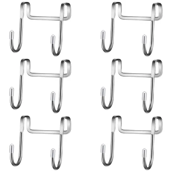 

6 Pieces Over Door Hook Metal Door Hanger Cabinet Drawer Hanger Hook for Hanging Clothes Towel Coats, Cabinet, Closet