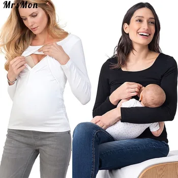 

2020 Show New Women's Wear Long-sleeved Large T-Shirt pregnant clothes nursing tops breastfeeding clothes pregnant t shirt