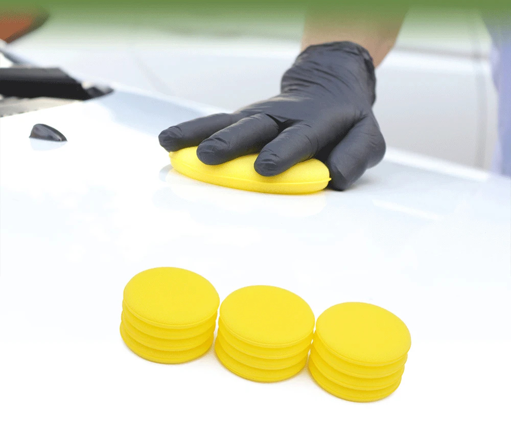Восковые подушечки 12 шт 10 см диаметр желтый переплет автомобиля губка пены Аппликатор чистящие средства для воска автоуход Детализация