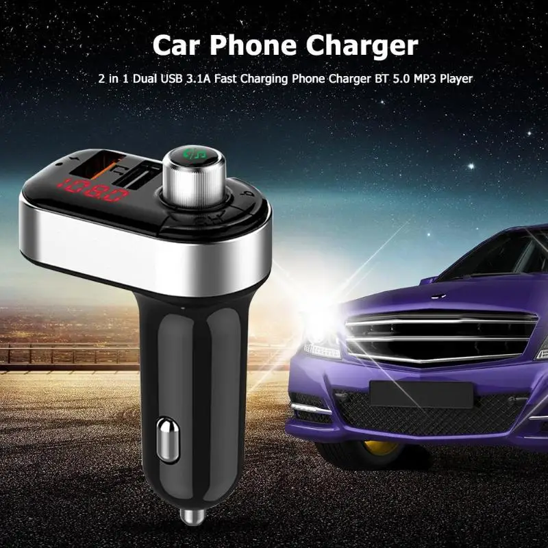 Новинка, 2 в 1, автомобильное зарядное устройство, двойной USB, быстрая зарядка, зарядное устройство для телефона, многофункциональное, Bluetooth 5,0, mp3-плеер, универсальное для большинства автомобилей