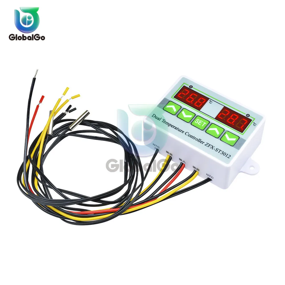 Интеллектуальный термостат ST3012, светодиодный переключатель, цифровой двойной термометр NTC 10 K, 220 В, 24 В, 12 В