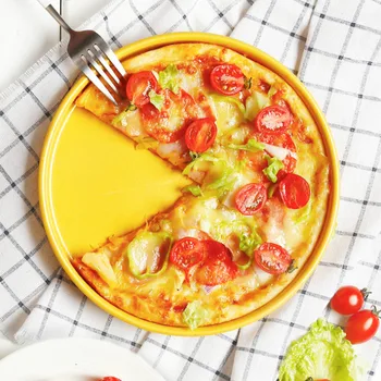 

Round Ceramics Baking Mould Non Stick High Quality Yellow Pizza Bread Cake Mould Heat Resistant Kitchen Dessert Tools MM60HB