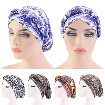 

Women Cancer Hat Chemo Cap Ethnic Printed Muslim Beanie Braid Head Scarf Turban Headwrap Cover​ Hair Loss Arab Bonnet Fashion