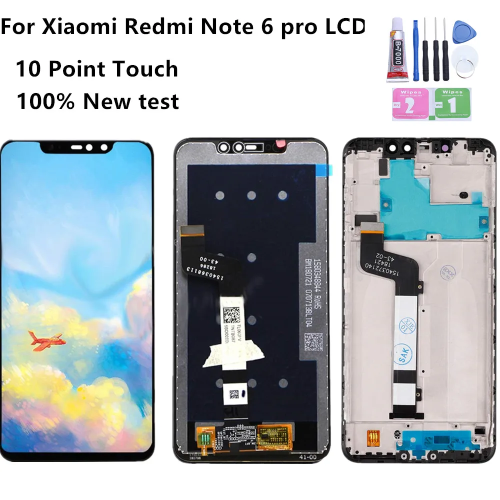 

100% New for Xiaomi Redmi Note 6 Pro LCD Display with Frame Touch Screen Digitizer LCD Redmi Note6 Pro Assembly Repair Parts