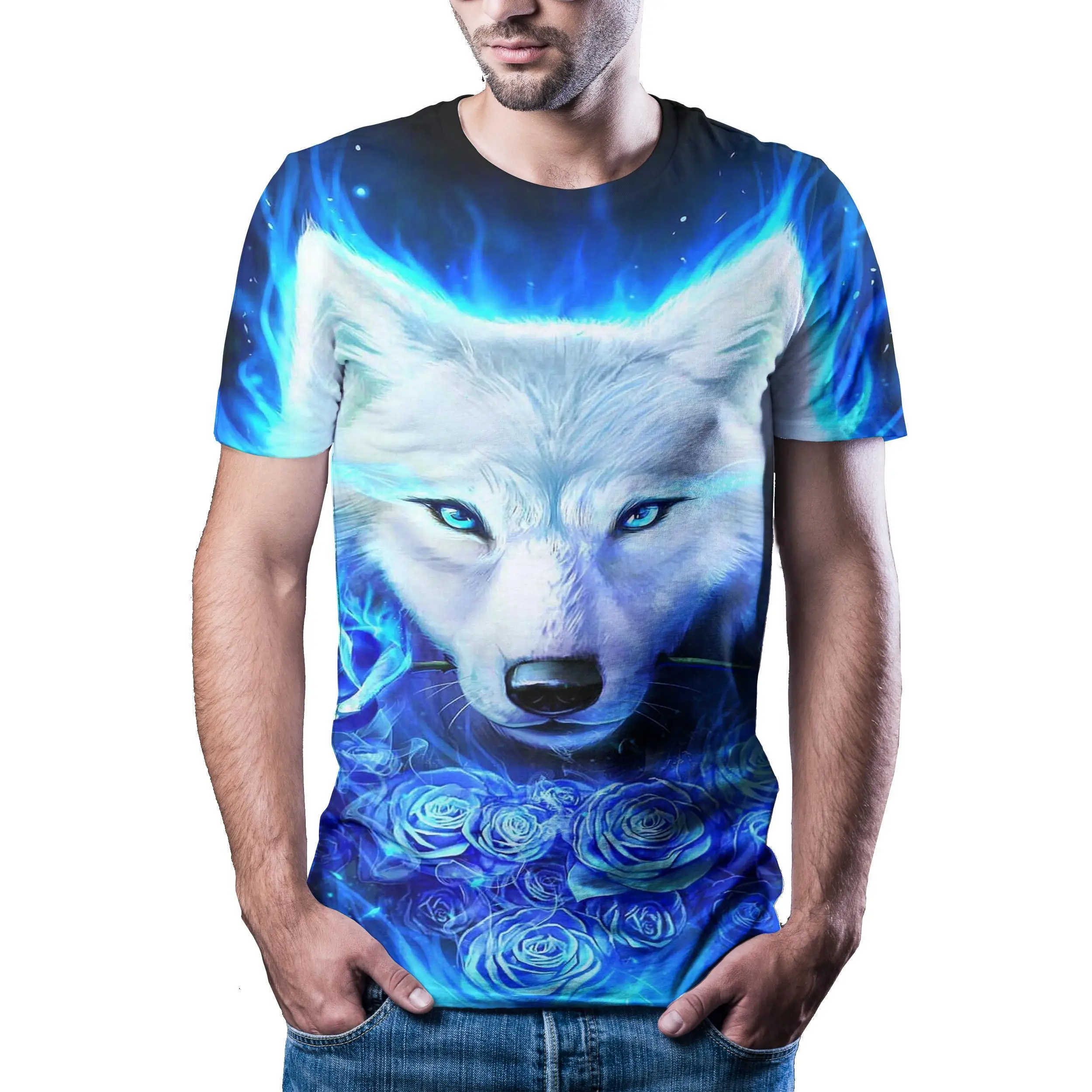 2020 Ghost Wolf New Men 'S T -Shirt Printed Quick Drying Summer Top Short Sleeve Shirt | Мужская одежда