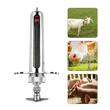 

10/20/50ML Stainless Steel Pet Animal Syringe Leak-proof Adjustable Chicken Duck Pig Cow Husbandry Veterinary Farm Lab Injector