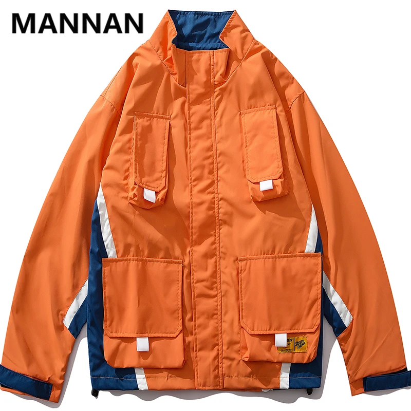 

MANNAN Multiple Pockets Cargo Jacket with Hoodie 2019 New Letters Printing Stereo Pockets Men's Jacket Outwear Jacket Men