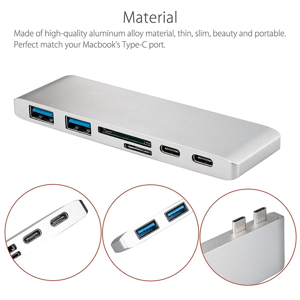 Найти похожие USB C концентратор type-C многопортовый адаптер с 4K HDMI для MacBook Pro SD микро кардридер
