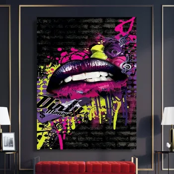 

Wall Pictur Canvas Painting Poster Doodle Lips Canvas Art Poster Decorative Canvas Prints Pictures For Wall Tuinposter Paintings