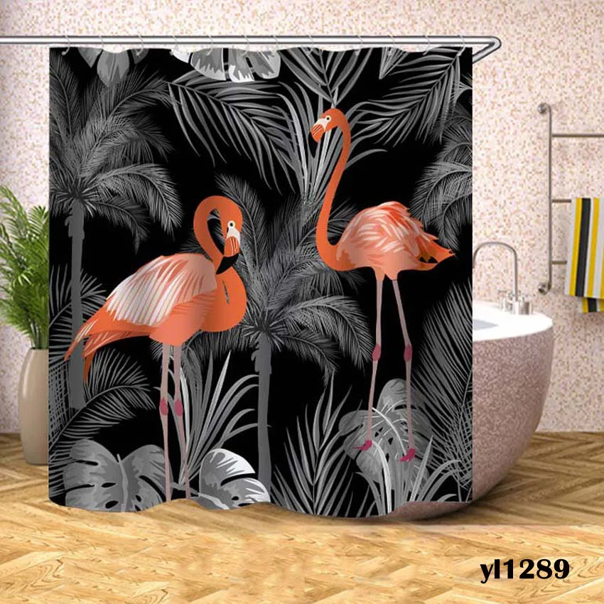 Цветочный Фламинго занавески для душа с цветочным принтом водонепроницаемые занавески для ванной s для ванной ванны купальный чехол большой широкий 12 шт. крючки - Цвет: Pattern 10