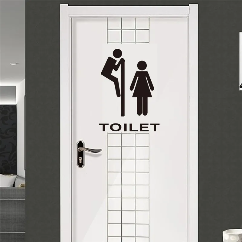 WC знак входа в туалет наклейки на дверь для общественного места украшения дома креативные настенные наклейки с рисунком Diy забавная виниловая настенная живопись - Цвет: E
