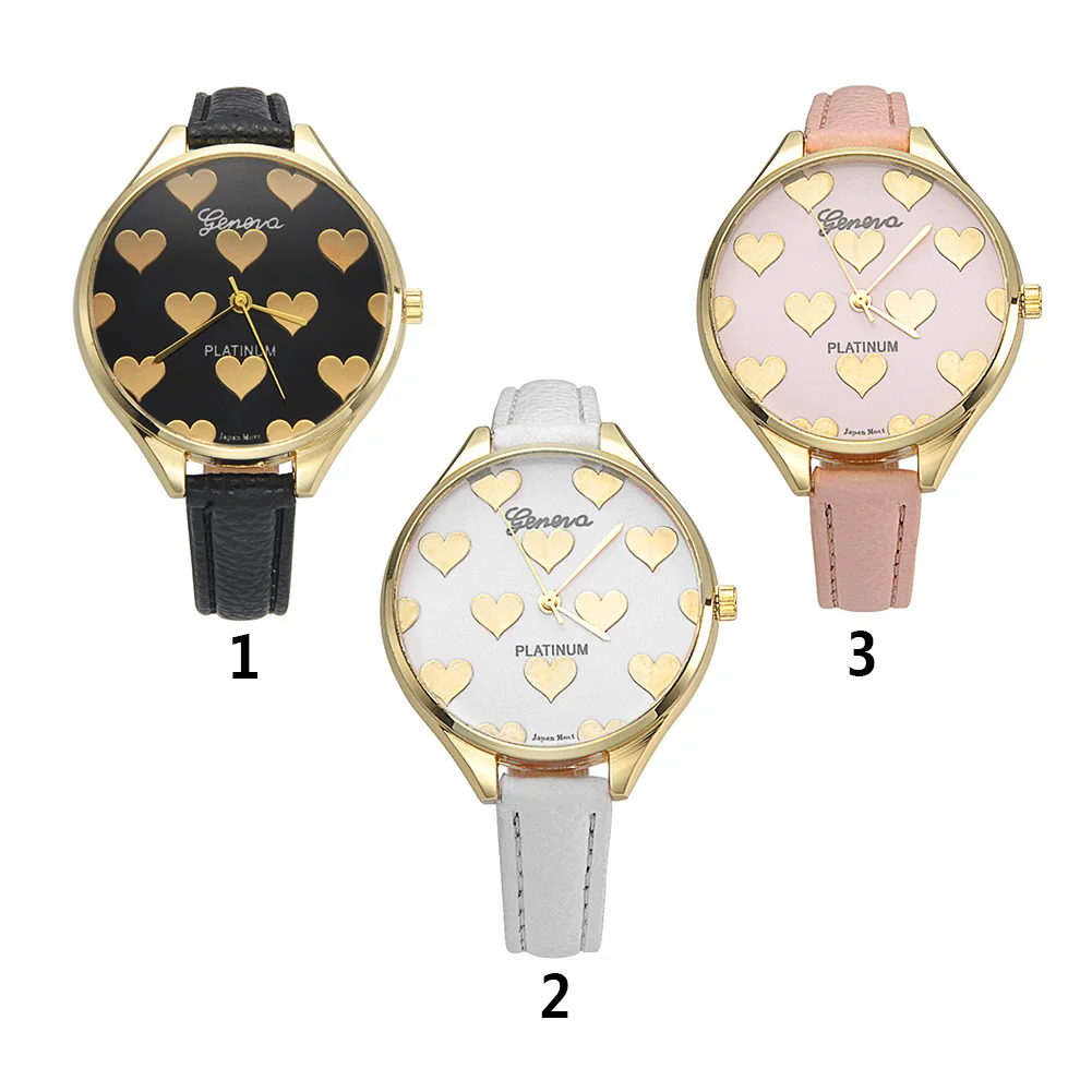 Mechanical Round Dial Heart Pattern Time Buckle Closure Gift Analogue Casual Decoration Pointer Type Women Watch