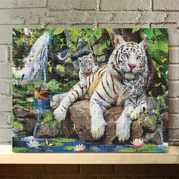 

Tiger Beast DIY Full Round Painting Round Diamond Embroidery Craft Cross Stitch Home Decor Without Frame