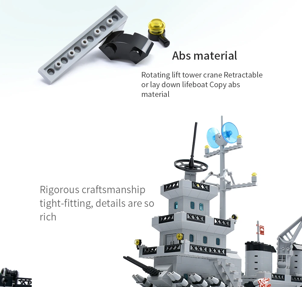 1000pcs ww2 warship building blocks toys model legoINGlys warship battleship