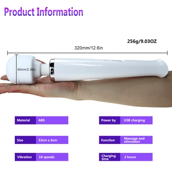 Huge Magic Wand Vibrator for Women USB Charge Big AV Stick Female G Spot Massager Clitoris Stimulator Adult Sex Toys for Woman 2