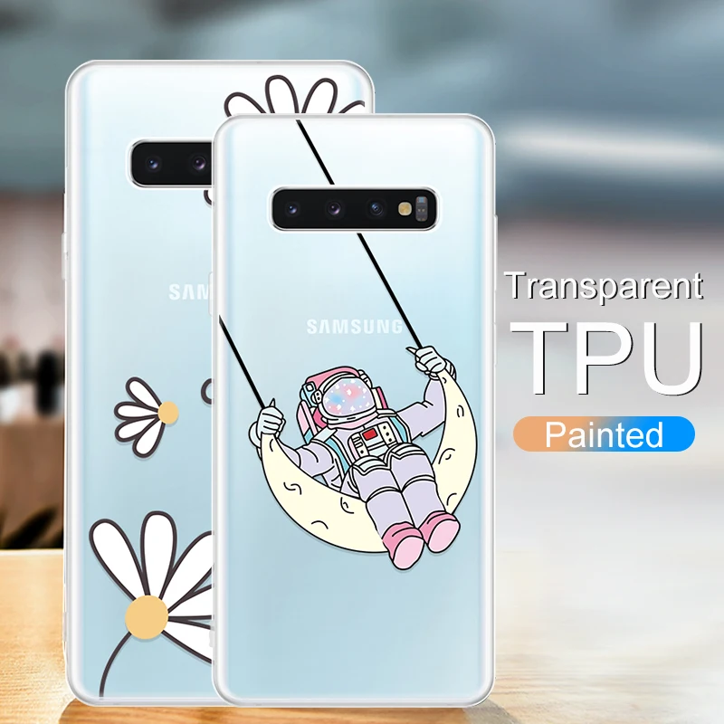 Прозрачный чехол для телефона samsung Galaxy S10 e Plus S10e S10+ S9 S8 Plus, милый Футляр с рисунком S10Plus S9Plus S8Plus