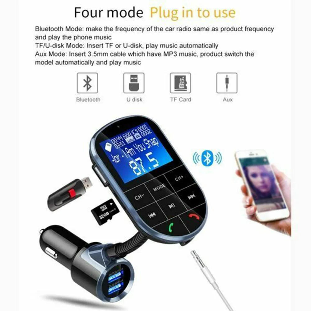 BC37 Bluetooth Автомобильный mp3 плеер fm-передатчик Hands Free беспроводной TF u-диск USB зарядное устройство FM модулятор автомобильные аксессуары