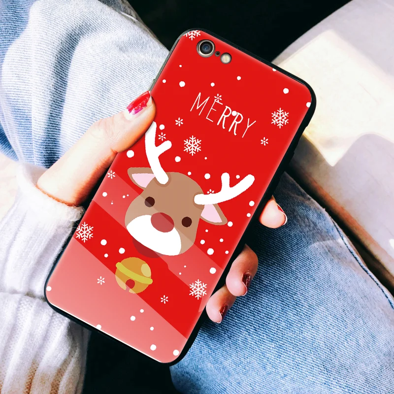 Merry Christmas чехол из закаленного стекла для iPhone Xs Max XR X 8 7 6 6s Plus 11 Pro Max Couple милый снеговик Роскошный чехол для телефона