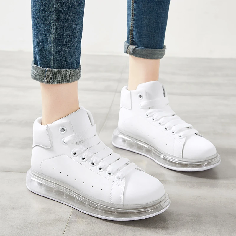 Fashion Pink Red Blue White Jelly Women Sneaker Casual Shoes High Upper Tenis Feminino Zapatos De Mujer Size 35-40 B992