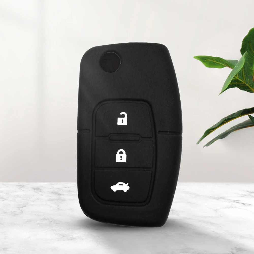 Силиконовый чехол ключ автомобиля дистанционного Обложка для Ford Fiesta Focus 2 Ecosport Kuga Побег 3 Кнопки флип ключ - Количество кнопок: black