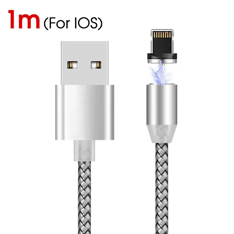 Магнитный кабель Micro type-C для быстрой зарядки iPhone, 1 м, 2 м, магнитный кабель usb type-C для мобильного телефона huawei, Xiaomi - Цвет: White