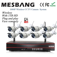 Встроенный 1 ТБ HDD 1080P домашняя Wi-Fi CCTV камера система 2MP Беспроводная ip-камера 8ch NVR комплекты камеры безопасности Система беспроводной 8ch NVR