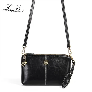 

LUXIW New genuine leather female messenger handbags crossbody fashion women clutch wild shoulder bags thread section square flap