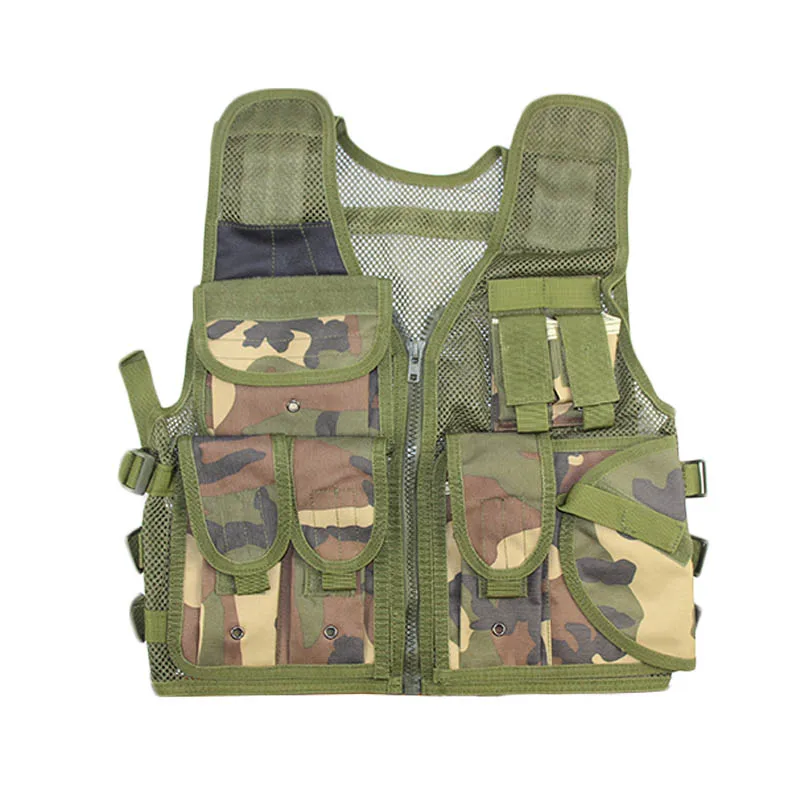 Woodland Тактический сетчатый жилет Регулируемый боевой военный мульти-Карманный жилет пистолет кобура чехол для CS игры Пешие прогулки Рыбалка Пейнтбол Охота - Цвет: Woodland